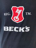 Vintage Womens BECK’s Key Logo Black Shirt Sz Large Cotton