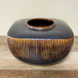 a** Dark Brown Glazed Pottery Bowl Planter