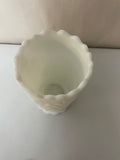 a** Vintage Milk Glass Vase White Raised Grape Design Pedestal Flat Finish