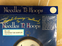 NEW Vintage Needles N Hoops #242 Victorian Tub Sampler Embroidery Kit  Sealed