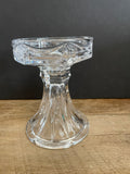 € Single Crystal Cut Pedestal Taper Pillar Candleholder Vase