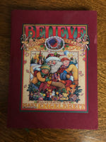a** Vintage 1998 Mary Engelbreit BELIEVE Christmas Treasury Book Hardcover Book Gold Edged Pages