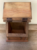 *Vintage 70’s Rustic Wood Hinged Painted Storage Chest Recipe Trinket Box