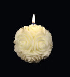 New Unscented Handcrafted 6” Round CANDLE Ivory Roses Volcanica 9472