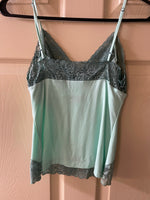 MODA Intl Nylon Lace Trim Camisole Lingerie Sleepware Green Small