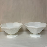 a** Vintage Milk Glass Serving Bowl Dish White Octagon Pedestal Raised Grape & Leaf Design 9.25”