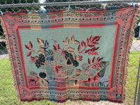 a* Vintage Tapestry Throw Blanket Fruit Basket Grapes Fringed 46” L x 62” W