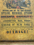 a** Vintage Rustic Wood Plaque DREADFUL CASUALTY LOCOMOTIVE RAIL ROAD NEW YORK Advertising