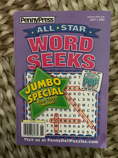 NEW All Star Jumbo Special WORD SEEKS PUZZLE Magazine July 1 2022 Publication PennyPress