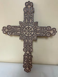 a** Ornate Brown Resin Plaster Cross Wall Decor Religious Religion