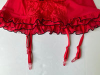 NEW Womens Large HOTKISS Intimates Red Lace Teddy w/Garter Black Lace Up NWT