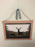Set/4 Wildlife on Wood Silver Wire Hanger Wall ART Moose Bears Elk Deer