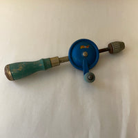 €U<a* Vintage Tools Hand Drill Auger Bit Brace Woodworking Carpentry Blue Green