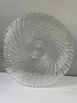 a** Vintage Pressed Swirl Glass Cake Dessert Serving Plate Platter