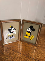 a* Vintage Mickey and Minnie Mouse Handpainted Silhouettes Picture Photo Frame
