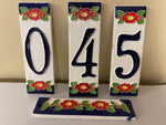 €< Vintage Mexican Talavera Glossy Ceramic Address Tiles 0, 4, 5 and Border 504 405 45 450 540 450