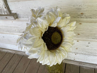 Set/2 Artificial White Sunflower 16.5” Stems