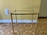 <€€ Set/3 Vintage MCM Gold Metal Accent Nesting Tables **NO glass tops