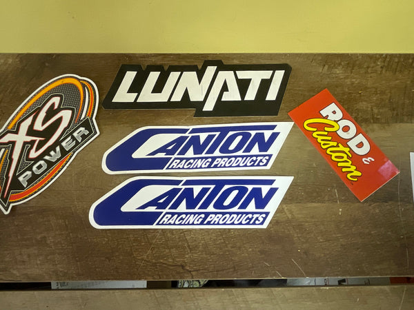 <€€ Lot/5 Racing Product Decals Stickers (2) Canton~ XS Power~Lunati~Rod & Custom NASCAR NHRA