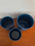 Enamel Blue Speckled Cowboy Camping Set/3 Cooking Pots w/ Lids Nesting Country