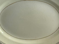 a** Vintage Pope Gosser China Oval Serving Platter Black Arch Design Gold Rim