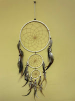 Ivory Dream Catcher Feather Wall Hanging Decor Ornament 26”x9” Beads