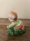 *Teddy Bear with Bouquet of Flowers Porcelain Figurine