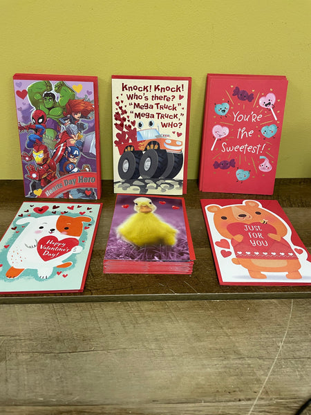 Mixed Lot of 46 New Valentine Cards 6 Designs,  Child Boys Girls Wholesale Retail Resale w/ Envelopes 2022