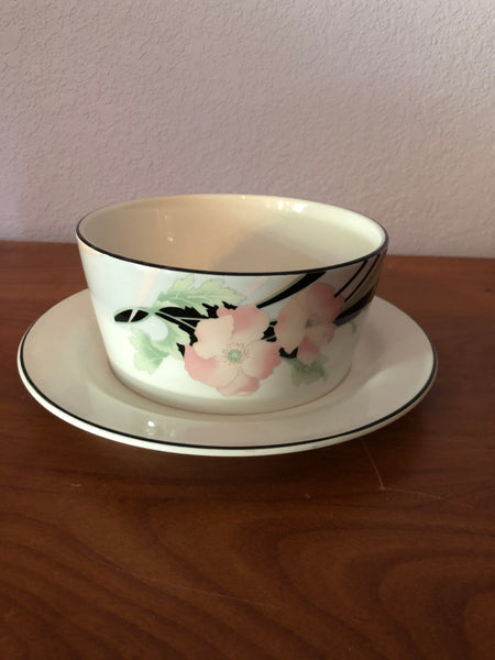 a** Sango China Jolie Gravy Bowl with Attached UnderPlate Serving 1 pc 253319