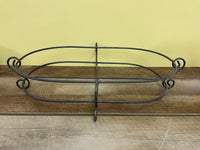 €€ Rustic Cast Iron Oval Planter Casserole Dish Holder