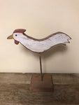 <€€ Vintage 10” Wood Chicken on Stand Kitchen Decor