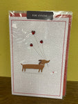 <€€ New Valentine Card FETCHING VALENTINE WISHES w/ Envelope in Plastic Seal 2022 Paper Thread Dog Dachshund