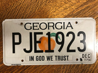 Georgia License Plate Tag Peach State PJE1923 Forsyth 2014