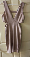 NEW Womens Juniors CHARLOTTE RUSSE Sleeveless Beige Open Midriff Dress Large