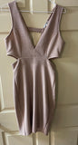 NEW Womens Juniors CHARLOTTE RUSSE Sleeveless Beige Open Midriff Dress Large