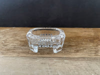 a** Single 1.75” Footed Rectangle Clear Crystal Cut Glass Open Salt Cellar Dip