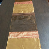 a* Harvest Moon Collection Fall Autumn 72” Table RUNNER Striped Gold & Copper Beads