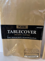 a** New Pair/Set of 2 Gold Plastic Table Cover Tablecloth Rectangle 54” x 108” Sealed
