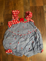 Set/2 Toddler Girls 2T Summer Spring Dress and  RomperSunflowers on Stripes and Red Cherries on Blue