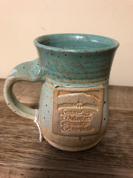 a** Vintage Pottery Green Ombré Glaze 4.25” Mug Handle Sautee Nacoochee GA