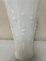 a** Vintage Pair/Set of 2 Milk Glass Vase White Teardrop & Pearl Dot Arrow Anchor Hocking