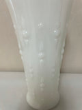 a** Vintage Pair/Set of 2 Milk Glass Vase White Teardrop & Pearl Dot Arrow Anchor Hocking