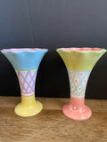 a* Set/4 7” Whimsical Colorful  Soda Fountain Sundae Dessert Dishes Ceramic