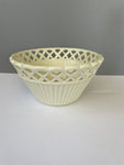 ~ Ivory Planter Candy Nut Bowl with Lace Edge French Country Shabby Chic