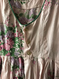 Vintage Girls Size 7/8 Sleeveless Pink Floral Dress Back Button Homemade Easter Springtime