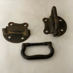 ~€ Primitive Rustic Vintage Pair/Set 2 2pc Black Cast Iron Gate Barn Shed Door Pull Handle