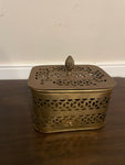 a** Brass Potpourri Trinket Box with Handle and Lid Rectangle