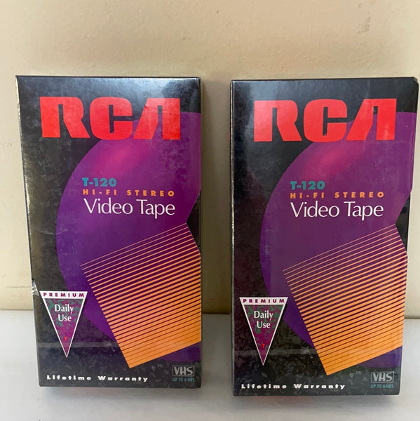 a* New Set/2 RCA VHS HI-FI Stereo Premium Grade Blank Video Cassette Tapes T-120 6 hrs