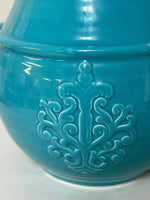 a** Teal Blue Glazed Ceramic Planter Flower Pot Vase