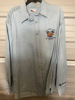 Mens Large Blue Button Down 1997 Super Bowl XXXI New Orleans Superdome Sprint Corp